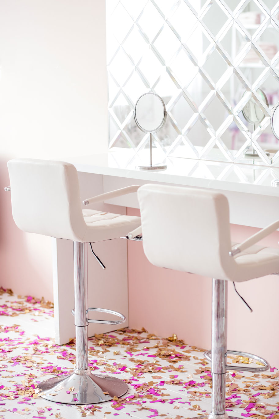 Salon suite interior with mirrors and chairs